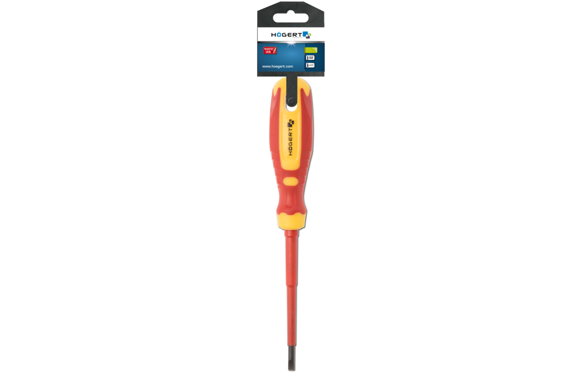 Hogert Insulated slotted screwdriver 4×100 mm, 1000 V, CrMo steel