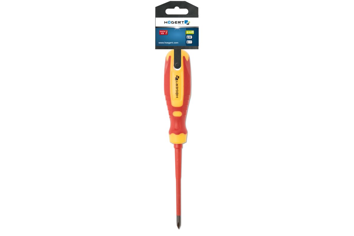 Hogert Insulated screwdriver PH1 100 mm, 1000 V, CrMo steel