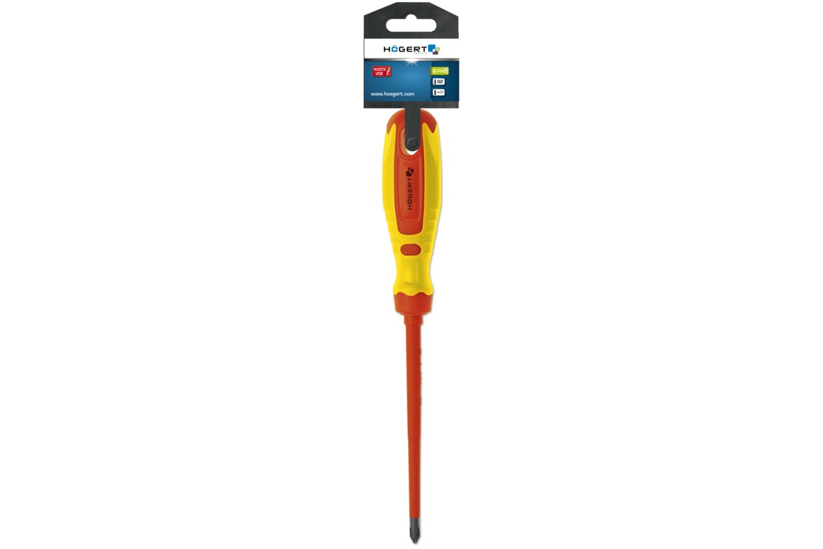 Hogert Insulated screwdriver PH2 100 mm, 1000 V, CrMo steel