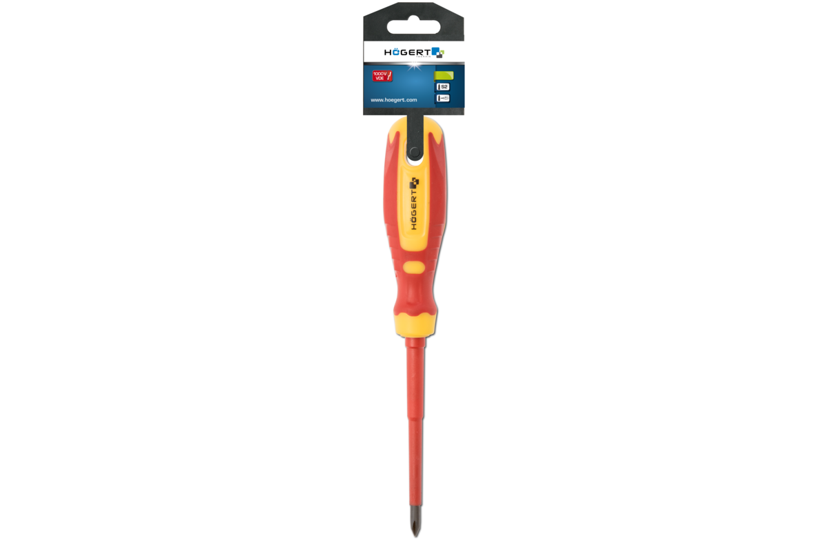 Hogert Insulated screwdriver PZ2 100 mm, 1000 V, CrMo steel
