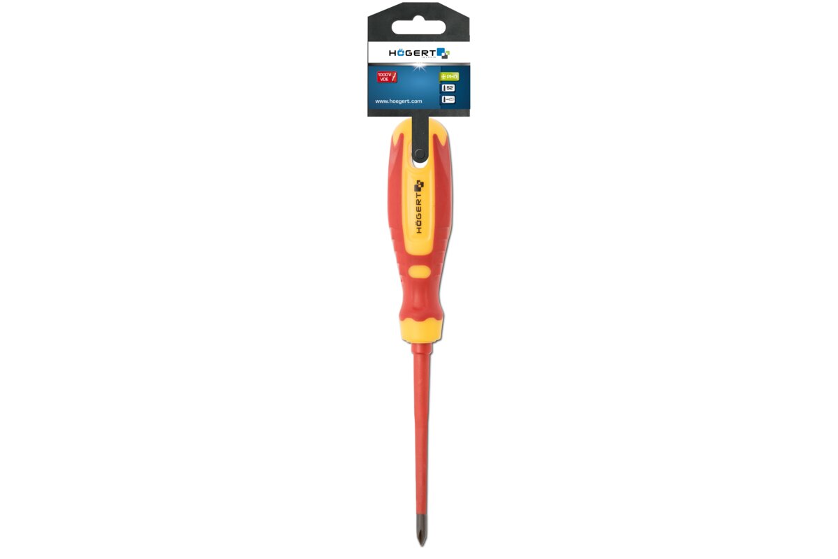 Hogert Insulated screwdriver PZ2 100 mm, 1000 V, CrMo steel