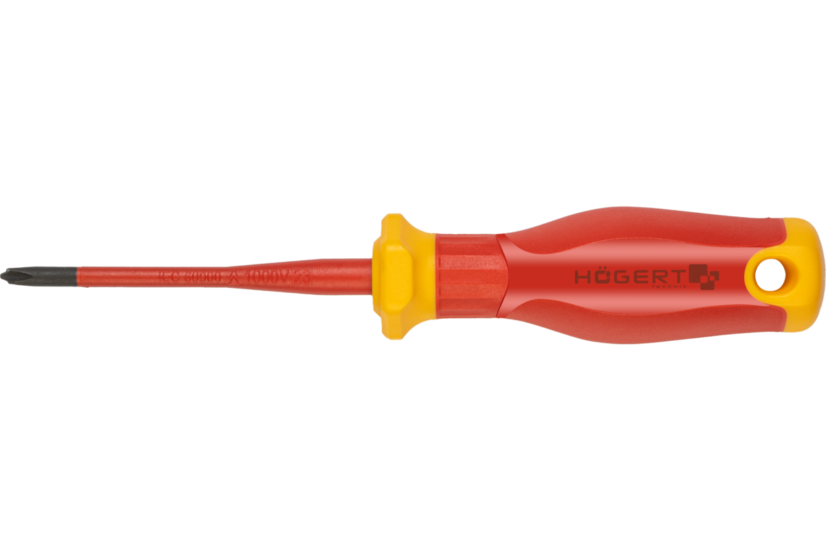 Hogert Phillips Screwdriver, PH1/SL5, 80 mm, 1000V, SLIM, S2
