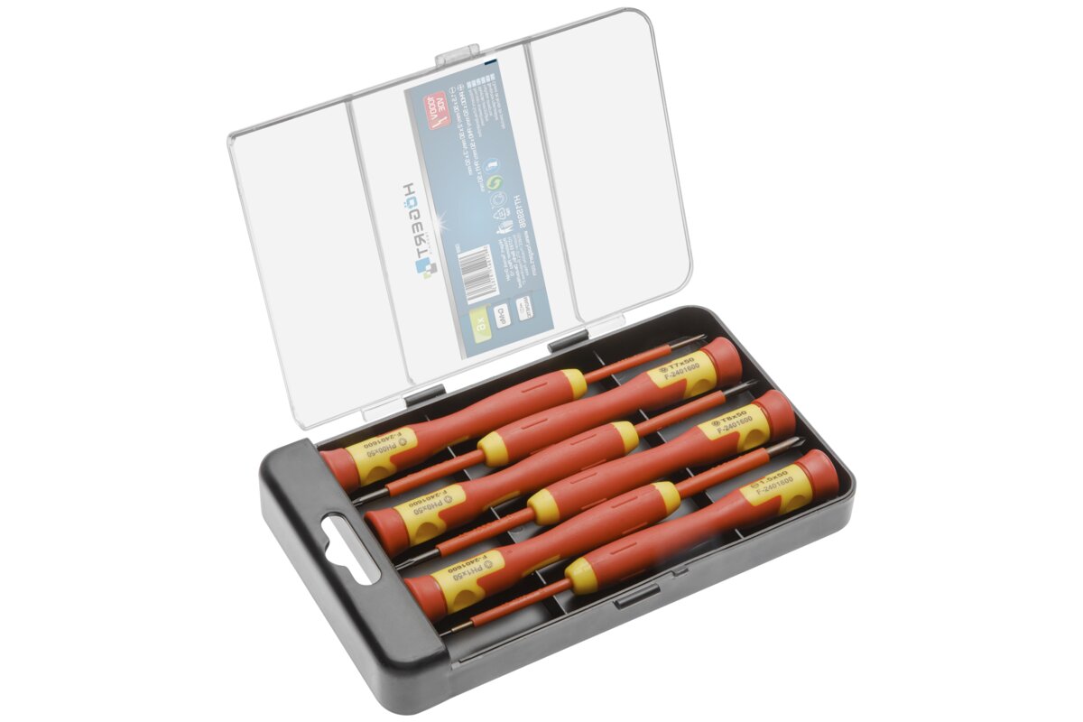 Hogert 6- piece insulated precision screwdriver set, 1000 V, CrMo steel