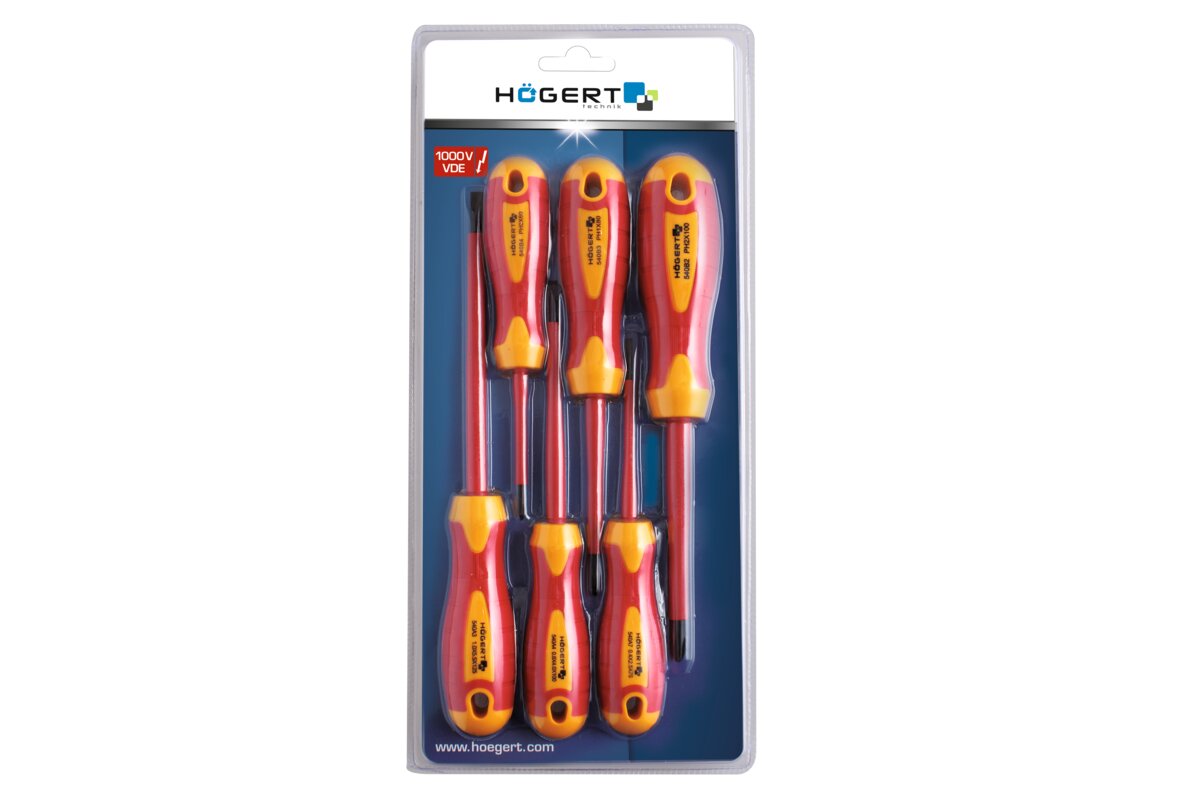 Hogert 6- piece insulated screwdriver set, 1000 V, S2 steel