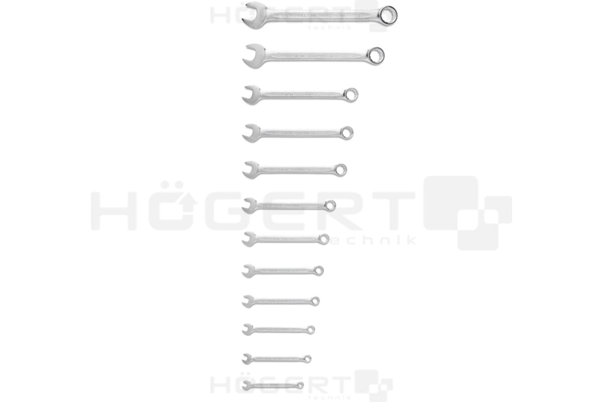 Hogert Combination spanners set, 12 pcs, 6-22 mm, CrV, DIN 3113