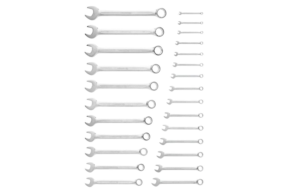 Hogert Combination spanners set, 26 pcs, 6-32 mm, CrV, DIN 3113