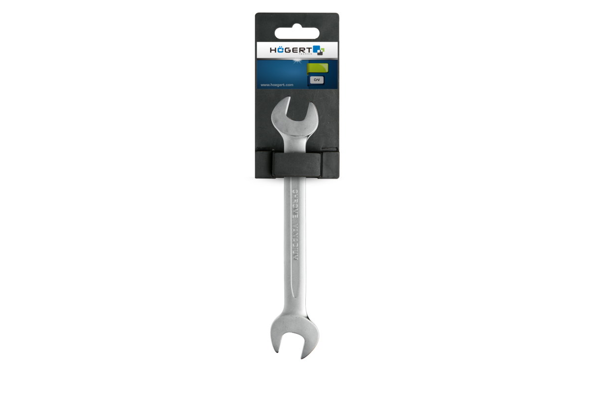 Hogert Double open-end spanner, CrV steel, 14 x 15 mm, DIN 3110