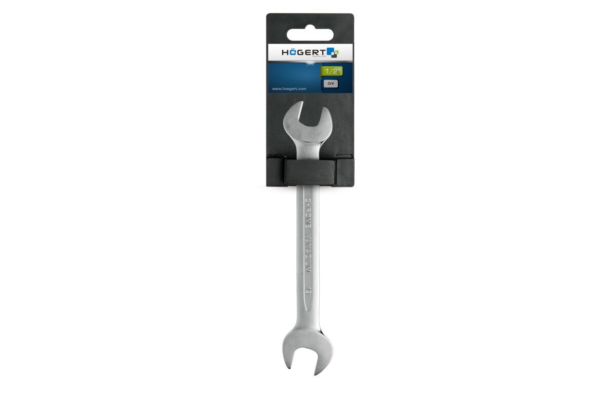 Hogert Double open-end spanner, CrV steel, 17 x 19 mm, DIN 3110