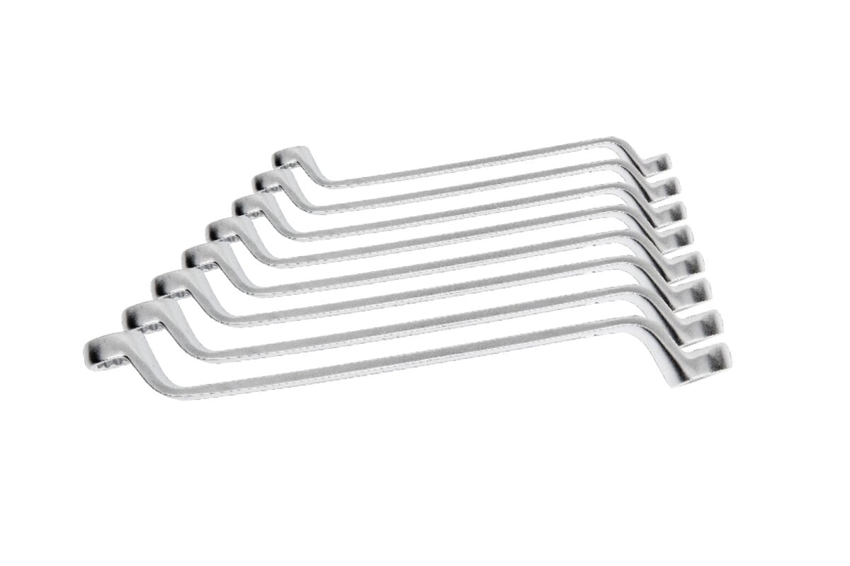 Hogert Bi-hexagonal ring spanner set, 8 pcs, CrV, 6-22 mm, DIN 838