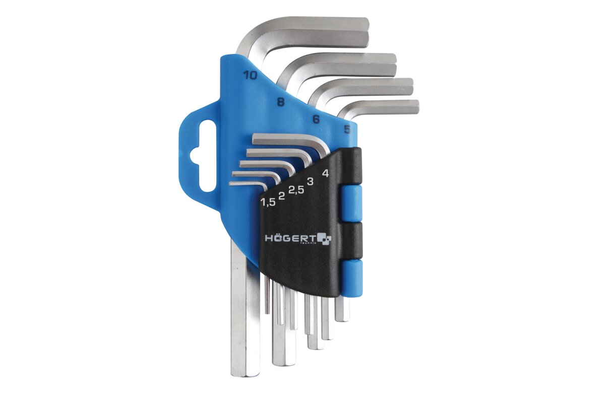 Hogert 9- piece hex keys set, CrV steel