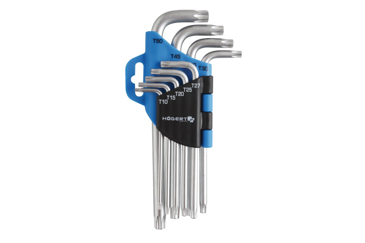 Hogert 9- piece Torx keys set, CrV steel