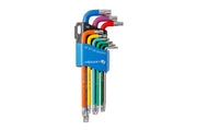 Hogert 9-piece Torx keys set, long arm, colour coded