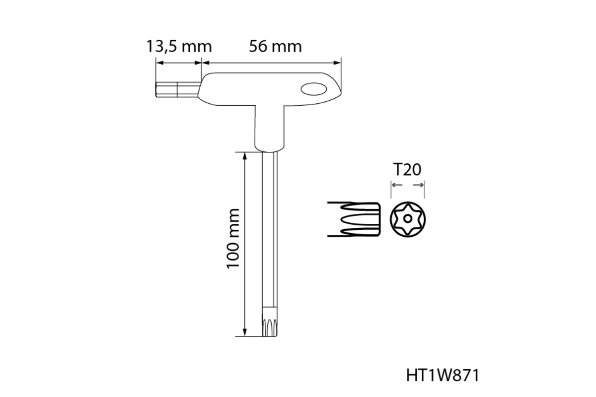 Torx security Type-T keys, long TT20