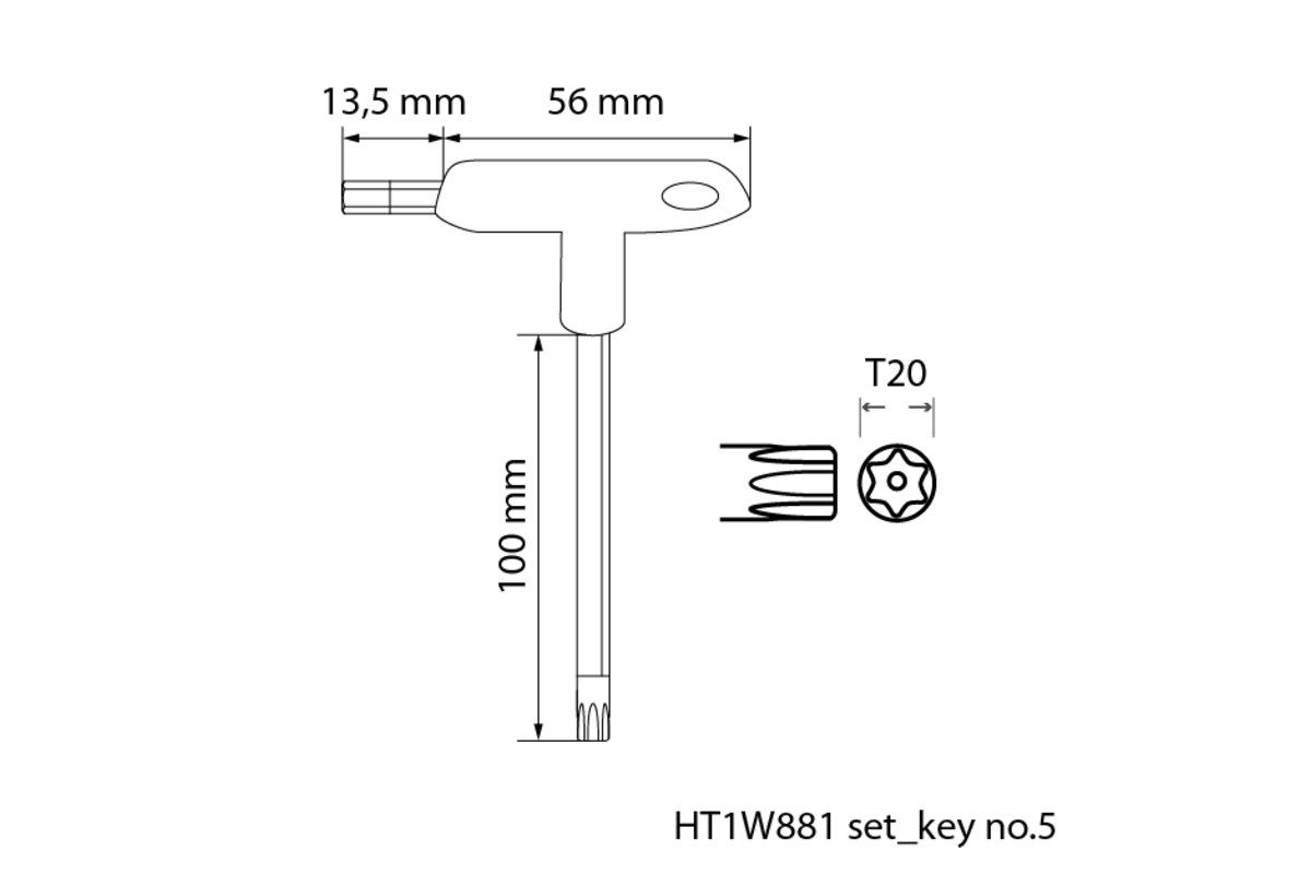 Set of T-handle torx security wrenches