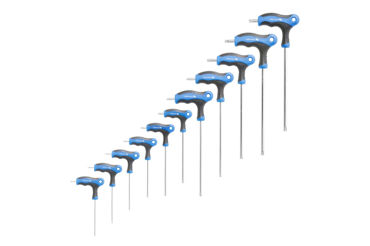 Set of T-handle torx security wrenches