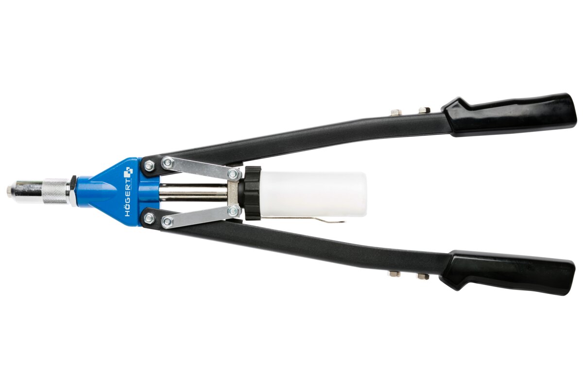 Two-hand riveter 530 mm, five interchangeable nosepieces, max 6.4 mm
