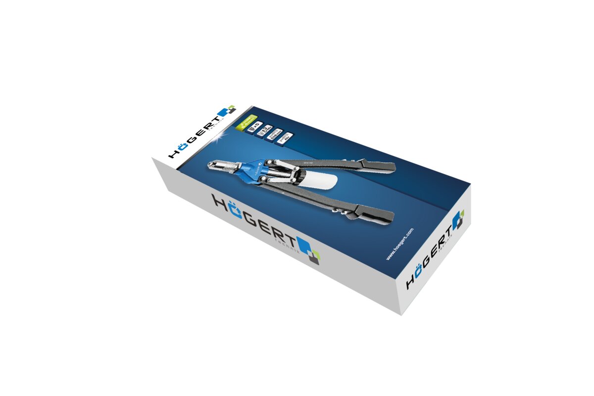 Two-hand riveter 530 mm, five interchangeable nosepieces, max 6.4 mm
