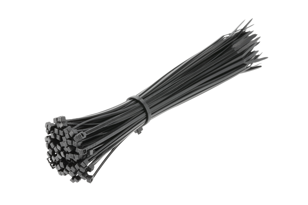 Hogert Nylon Cable Ties 2.5 x 200 mm, 100 pcs, Black