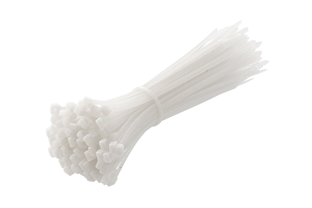 Hogert Nylon Cable Ties 4.8 x 200 mm, 100 pcs, White
