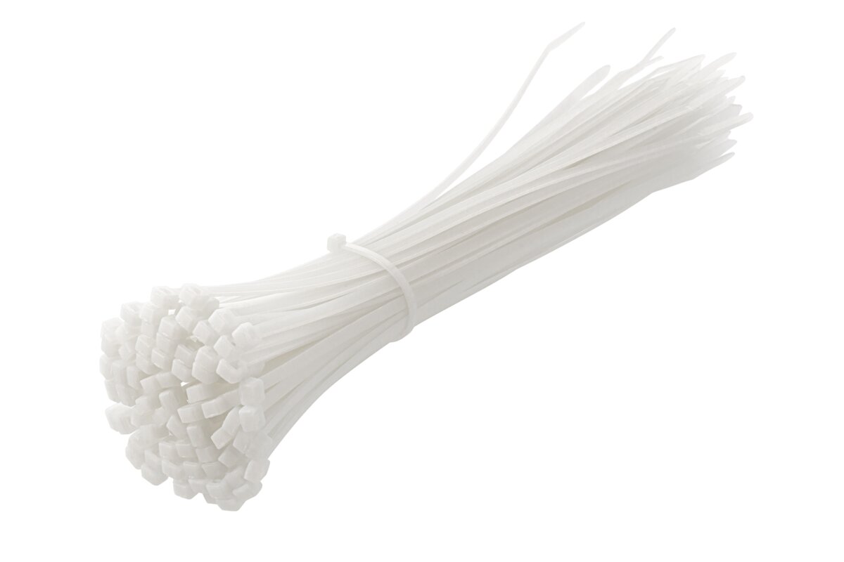 Hogert Nylon Cable Ties 4.8 x 300 mm, 100 pcs, White