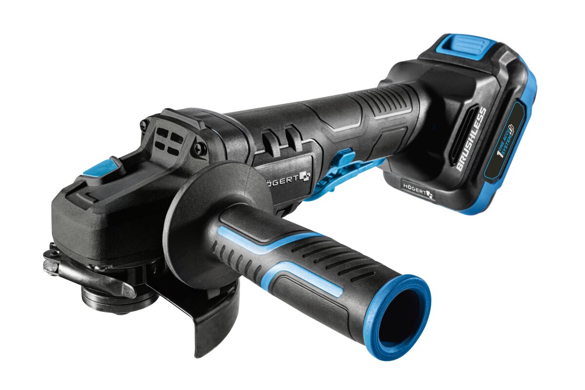 Hogert 125mm Brushless Angle Grinder With Paddle Switch 18V + 2Ah Battery