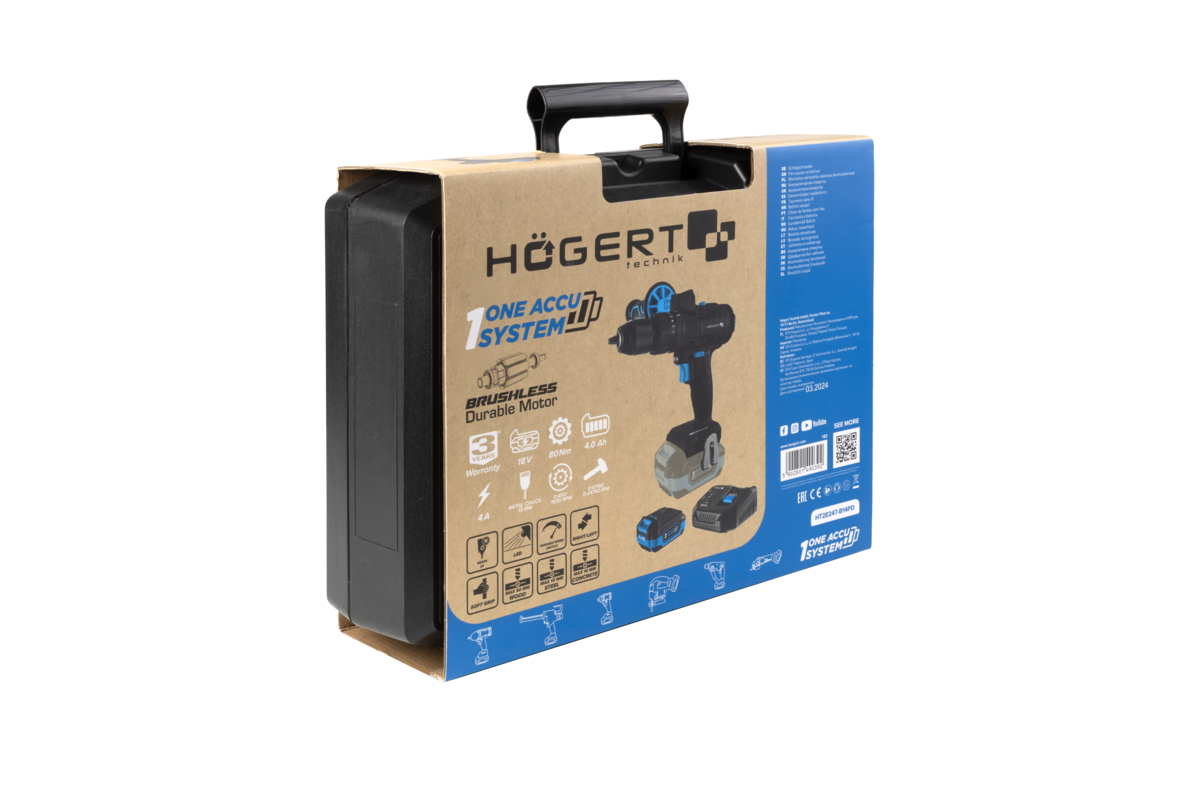 Hogert Brushless Cordless Impact Drill Driver 18V