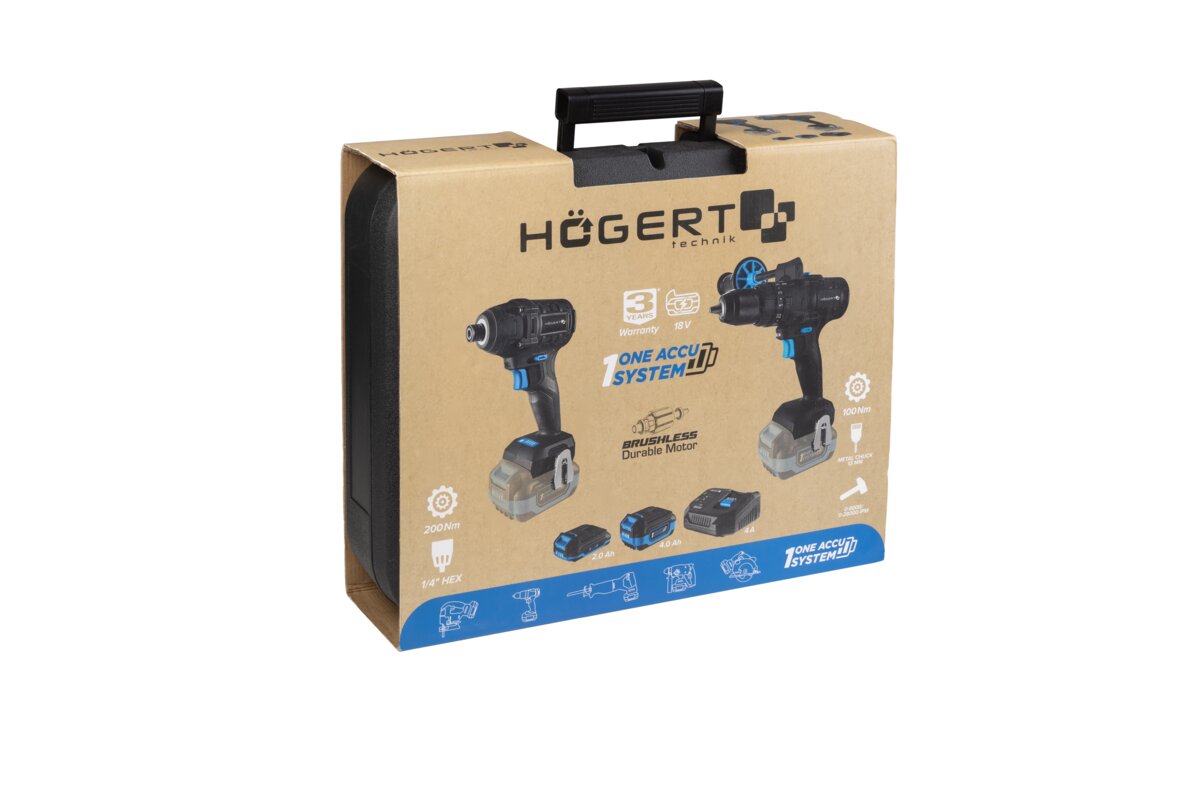 Hogert Cordless Brushless Screwdriver Drill Impact Driver Kit