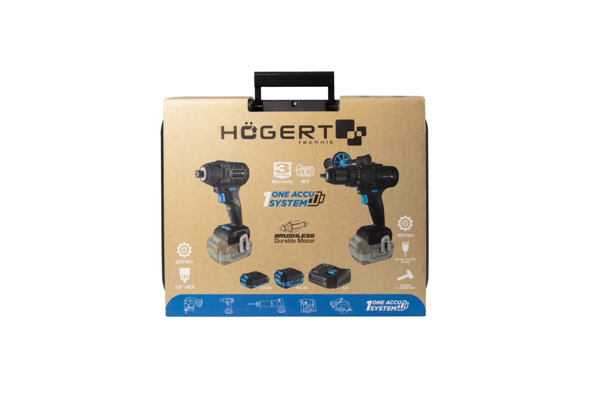 Hogert Cordless Brushless Screwdriver Drill Impact Driver Kit