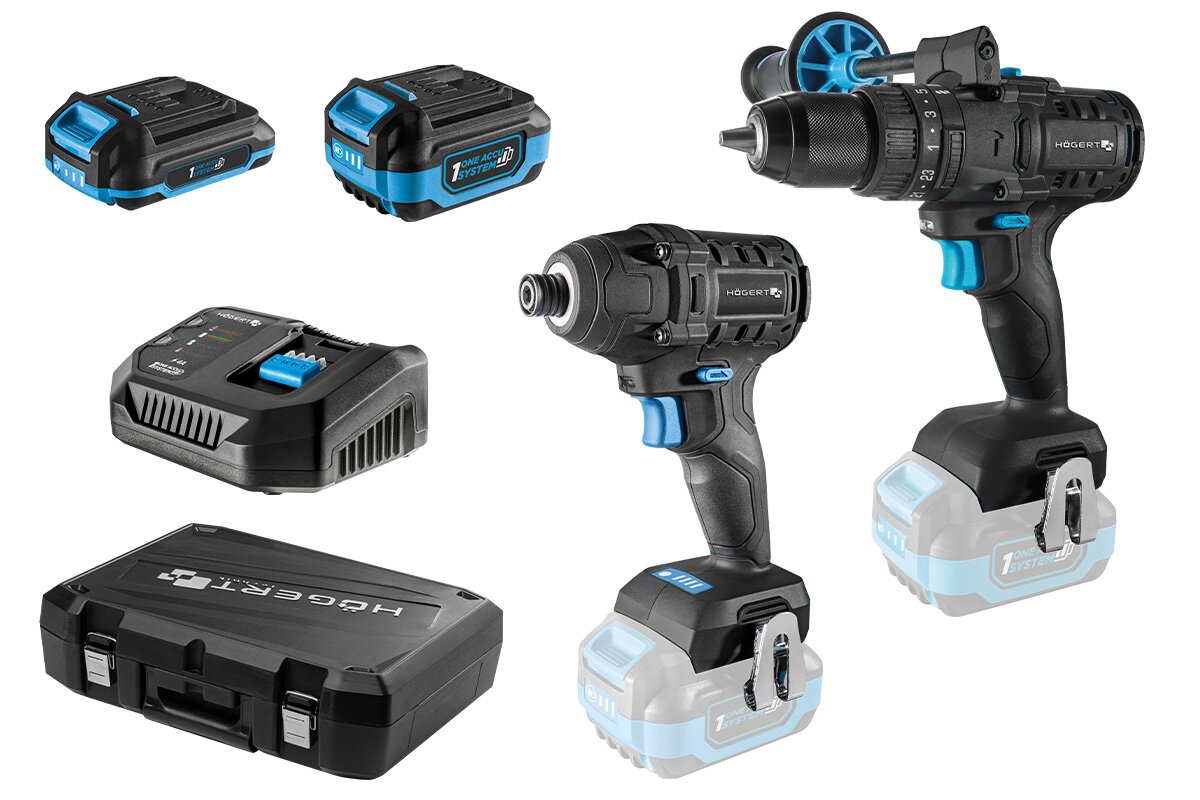 Hogert Cordless Brushless Screwdriver Drill Impact Driver Kit
