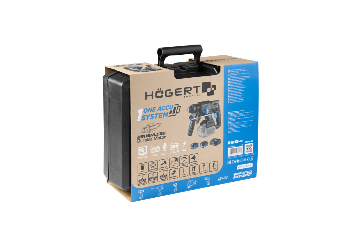 Hogert BRUSHLESS HAMMER DRILL WITH CHISELING FUNCTION 18V