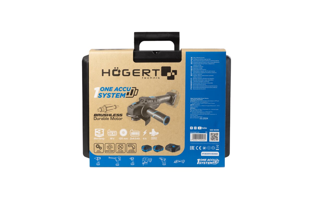 Hogert CORDLESS BRUSHLESS ANGLE GRINDER 125MM 18V