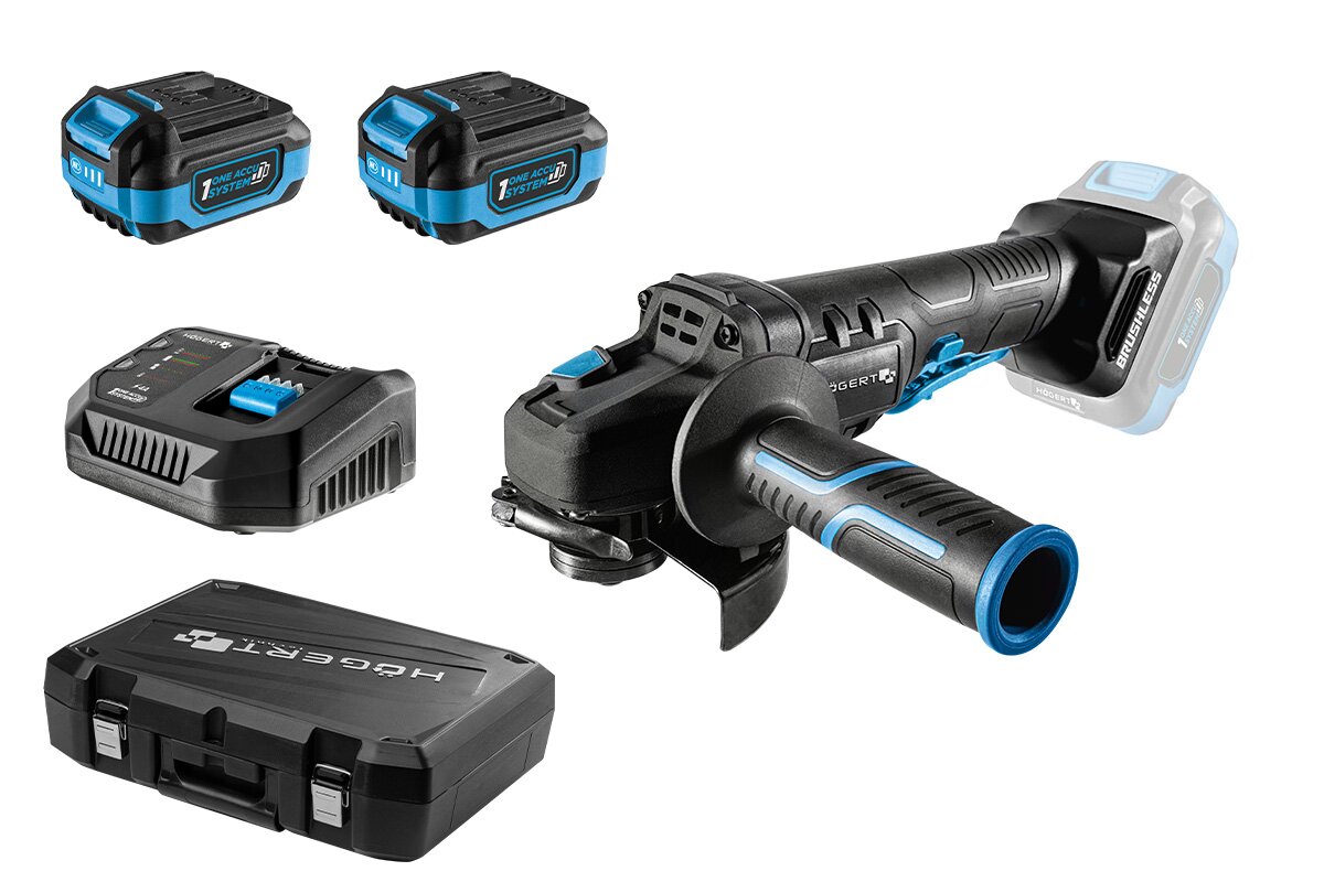 Hogert 125mm Brushless Angle Grinder Set with 18V Paddle Switch + 2Ah Battery