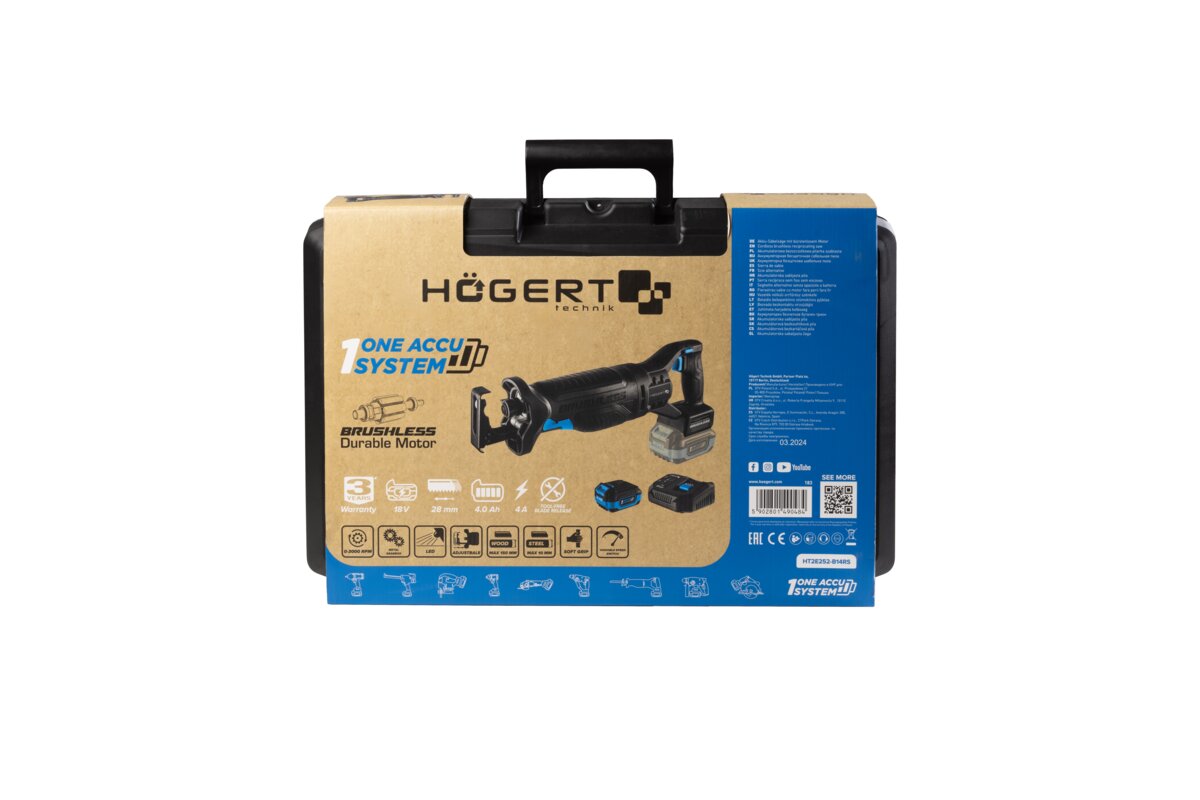 Hogert CORDLESS BRUSHLESS RECIPROCATING SAW 18V