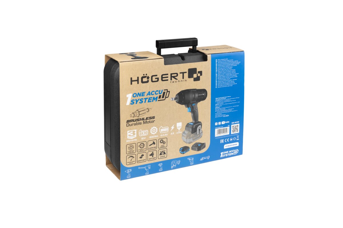 Hogert CORDLESS BRUSHLESS IMPACT WRENCH 600 Nm 18V