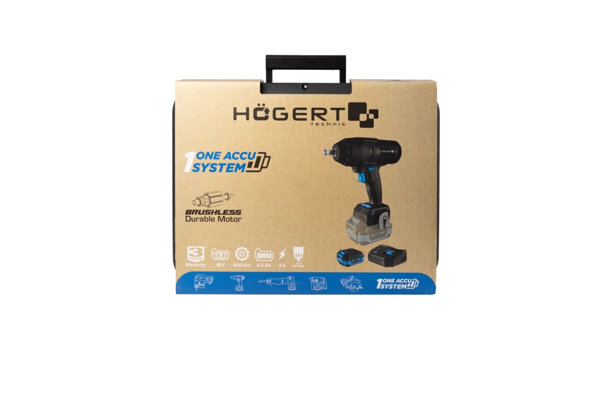 Hogert CORDLESS BRUSHLESS IMPACT WRENCH 600 Nm 18V