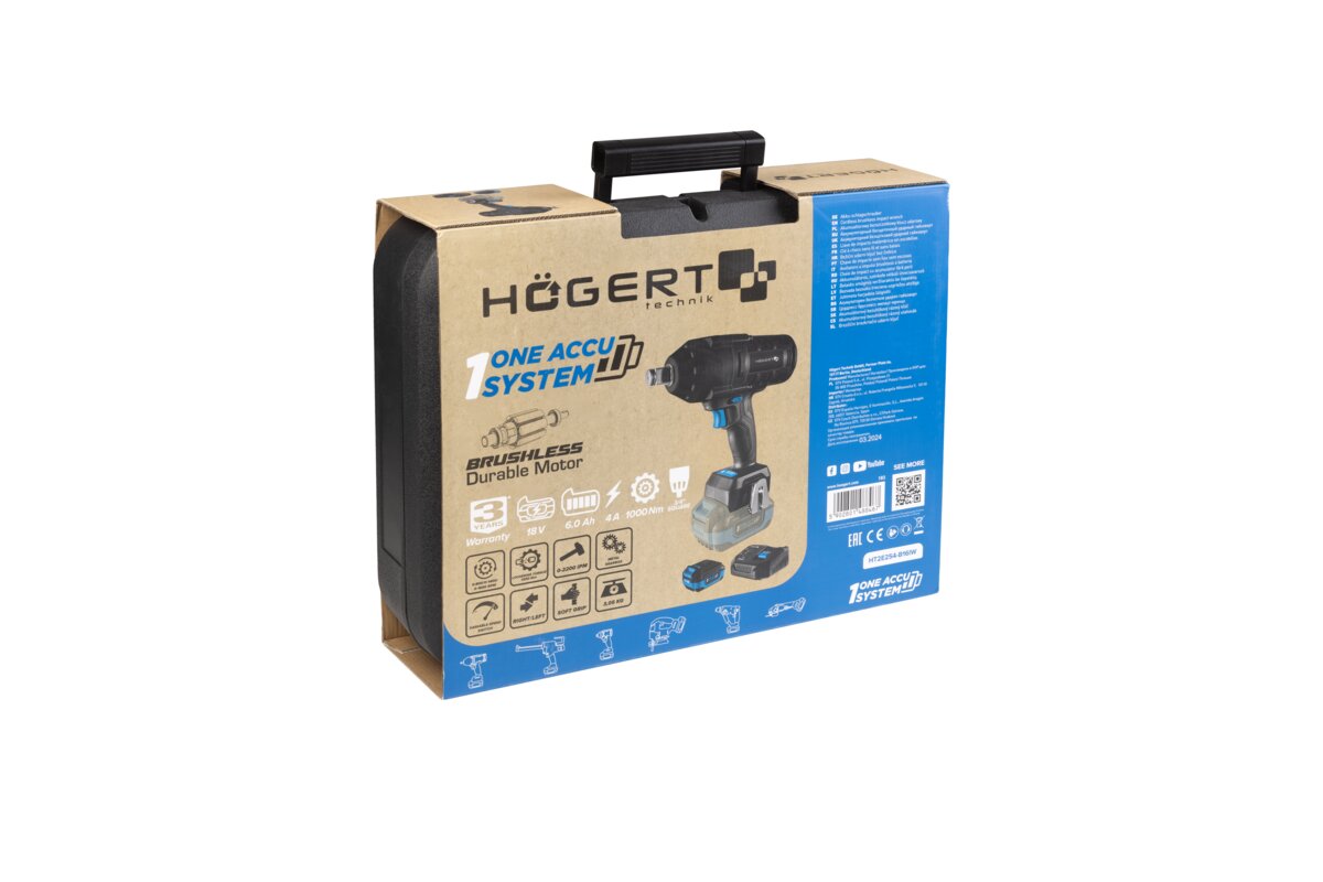 Hogert CORDLESS BRUSHLESS IMPACT WRENCH 1000 Nm 18V