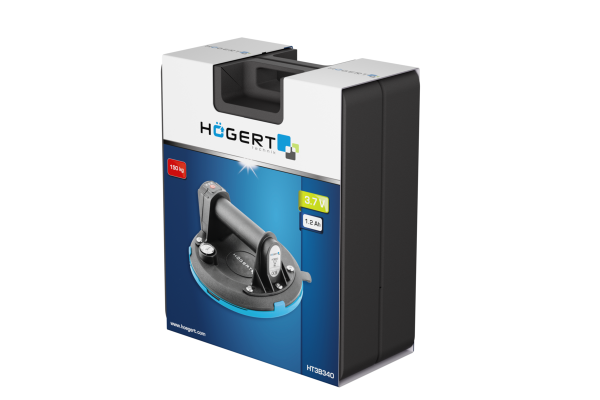 Hogert 200 mm cordless suction cup with pressure gauge