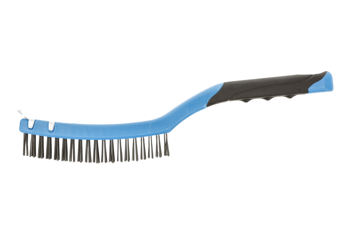Steel wire brush with a scraper, 3 x 19