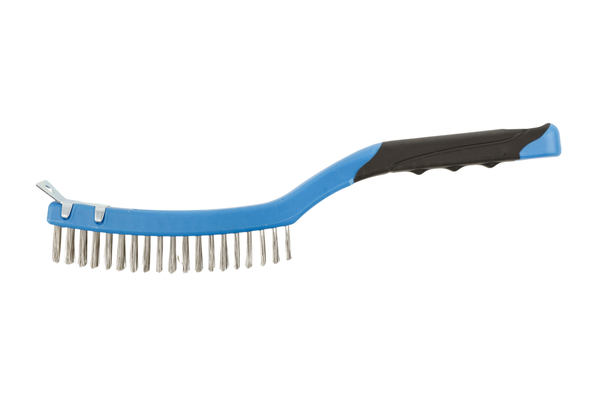Hogert Inox wire brush with a scraper, 3 x 19