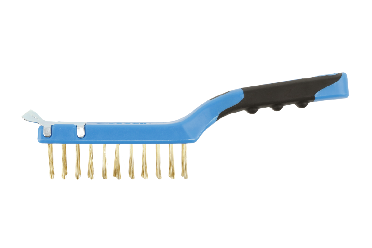 Hogert Brass wire brush with a scraper, 4 x 11