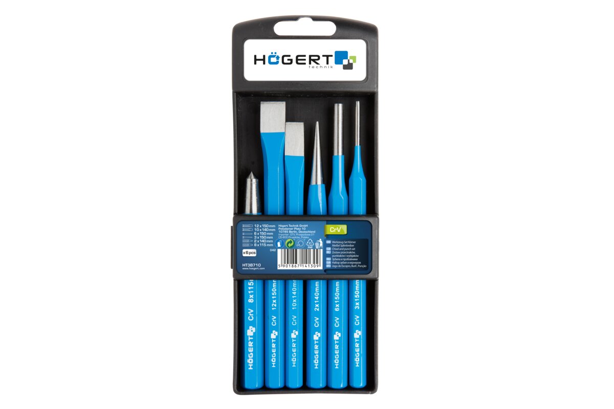 Hogert Chisel and punch set, 6 pcs, CrV
