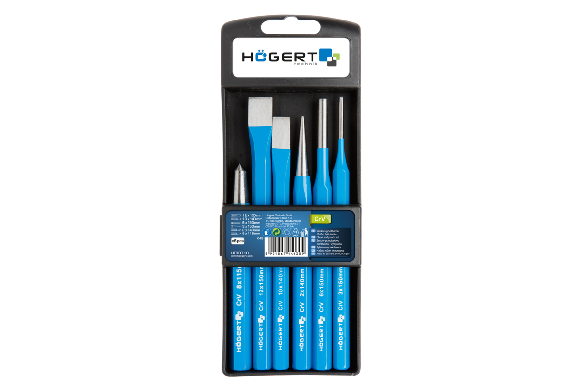Hogert Chisel and punch set, 6 pcs, CrV