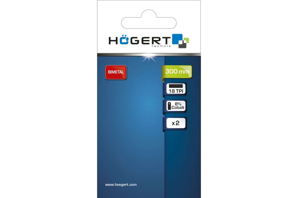 Hogert Hacksaw blades 300 mm, 18TPI, HSS steel, Bi-metallic, 2 pcs.