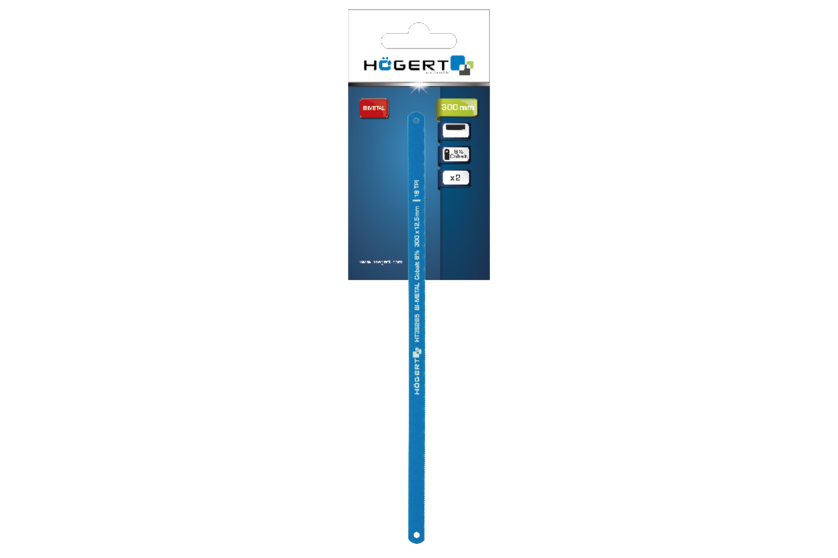 Hogert Hacksaw blades 300 mm, 18TPI, HSS steel, Bi-metallic, 2 pcs.