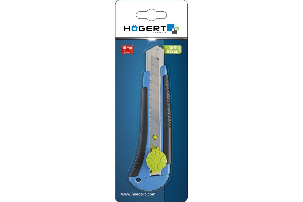 Snap-off blade knife 18 mm with screw lock system, three SK5 steel blades