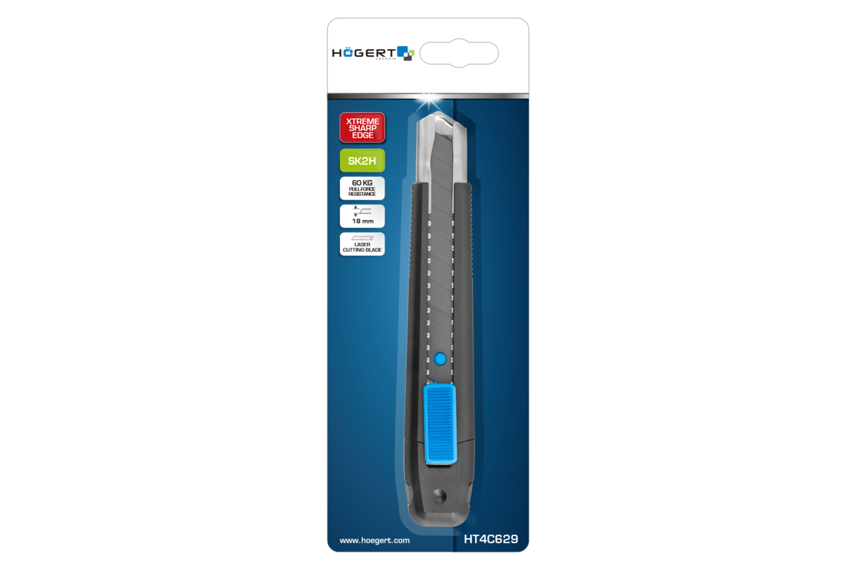 Snap-off knife, 18 mm, plastic with a clip