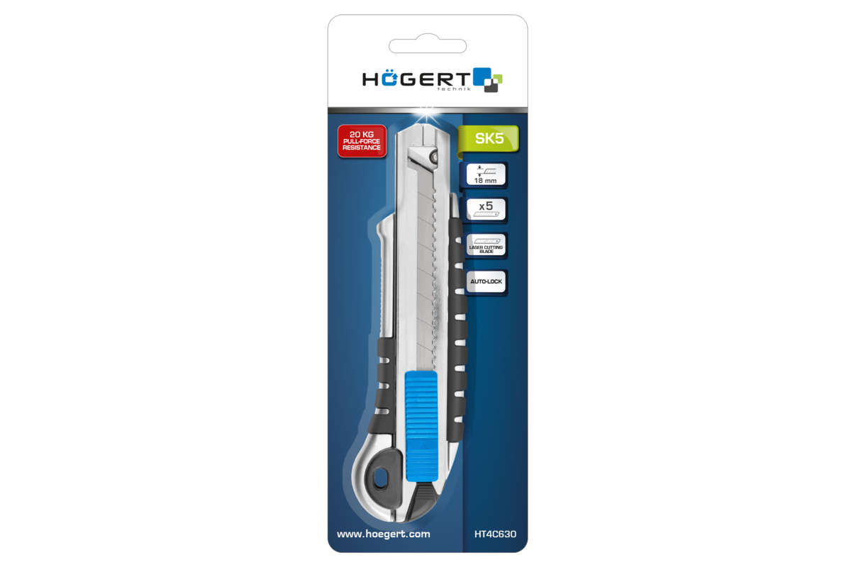 Snap-off knife 18 mm 1 + 4 blades with stabilization