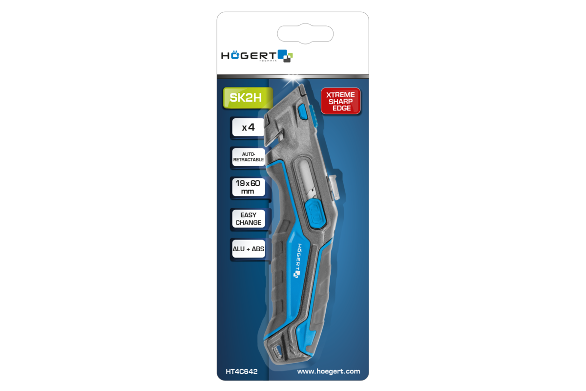 Hogert Knife with trapezoidal blade 1+ 3 with self-retracting