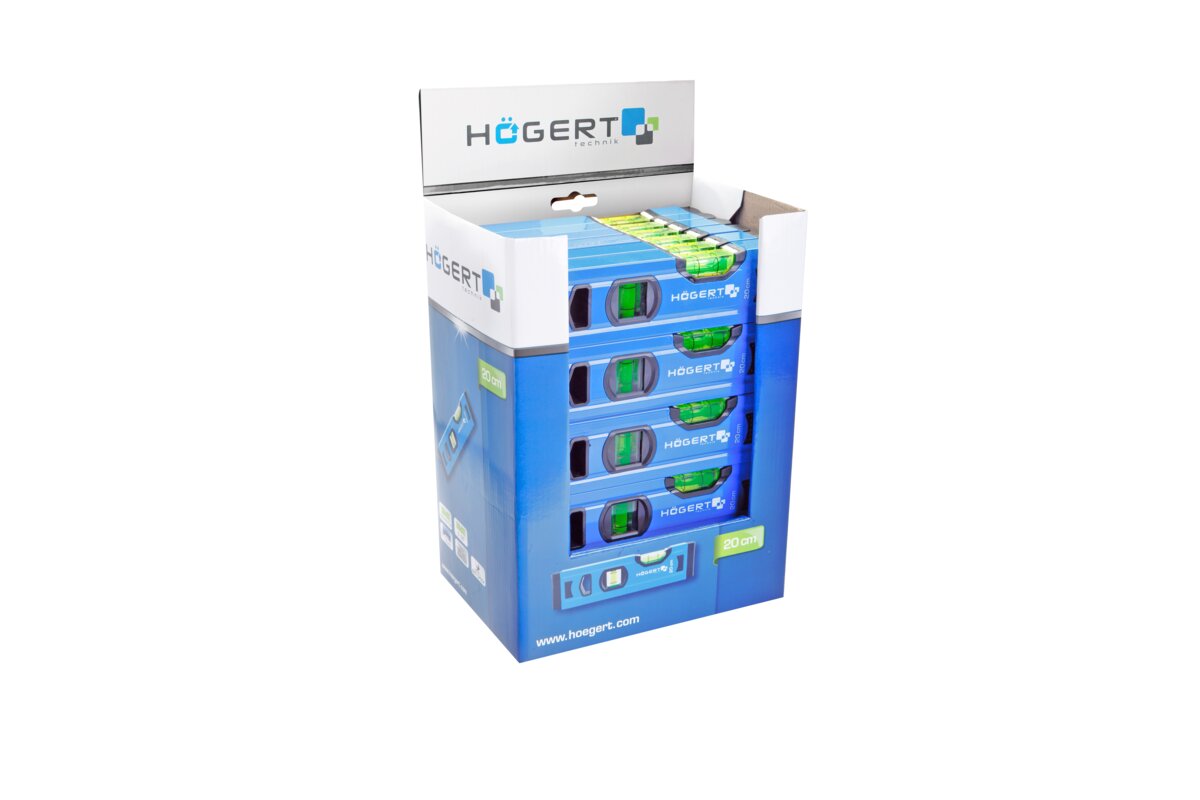 Hogert Level 20 cm, 2 bubble levels, cartoon display 30 pieces
