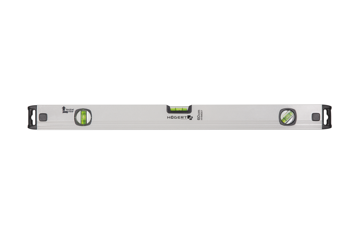 Hogert Aluminium level 150 cm, 3 bubble levels, vertical view